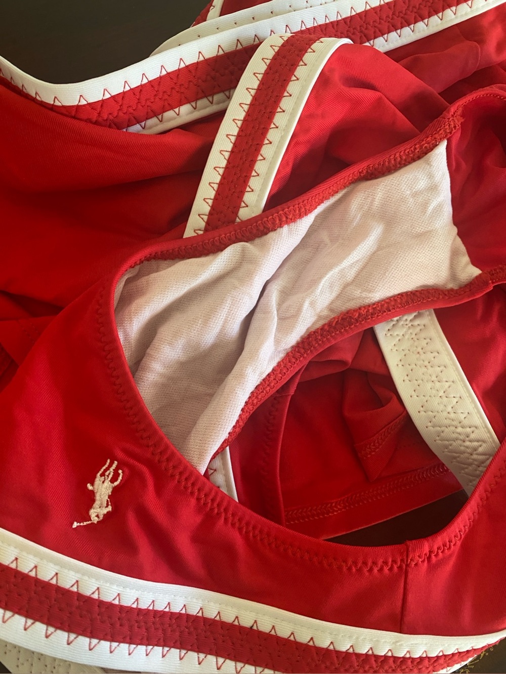Ralph Lauren Vintage Y2K Red White Bikini Swim Skirt 3 Piece Set Sz L - Picture 8 of 16